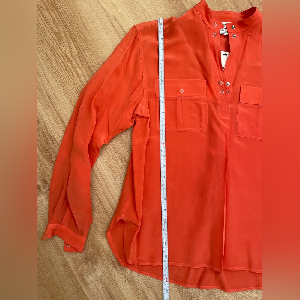 Christian Dior vintage 100% silk blouse size 4 90’s retro classic orange - Picture 6 of 10